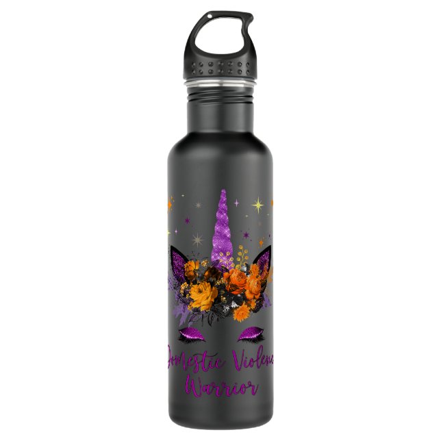 Domestic Violence Awareness Unicorn Toddler Purple 710 Ml Water Bottle (Front)