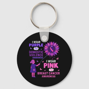 Domestic Violence Breast Cancer Awareness  Key Ring