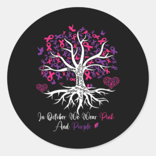 Domestic Violence Breast Cancer Awareness Month Ri Classic Round Sticker