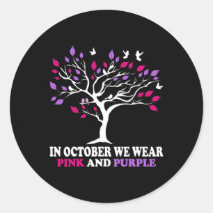 Domestic Violence Breast Cancer Awareness Month Ri Classic Round Sticker