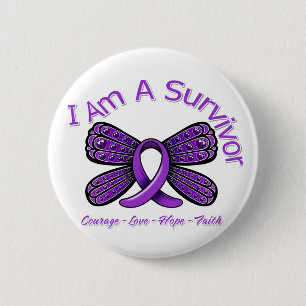 Domestic Violence Butterfly I Am A Survivor 6 Cm Round Badge