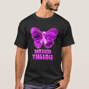 Domestic Violence Butterfly Purple Ribbon Support  T-Shirt
