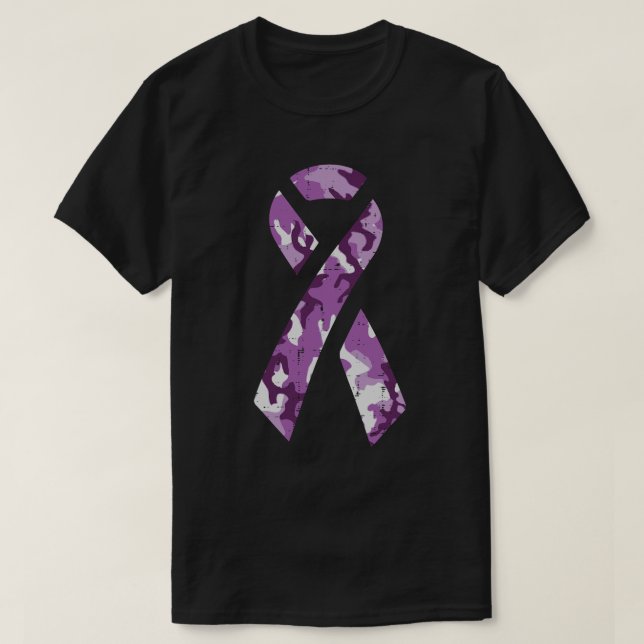 Domestic Violence Camo Purple Ribbon Awareness   K T-Shirt (Design Front)