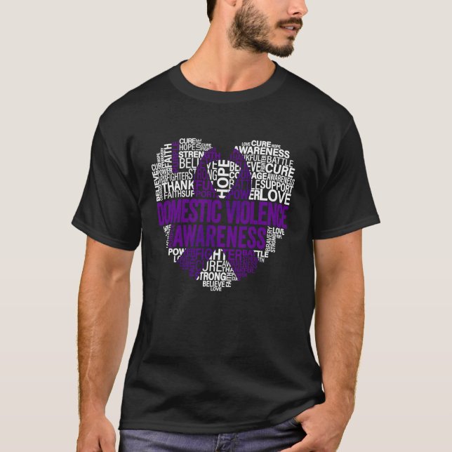 Domestic Violence Purple Ribbon Awareness Support T-Shirt (Front)