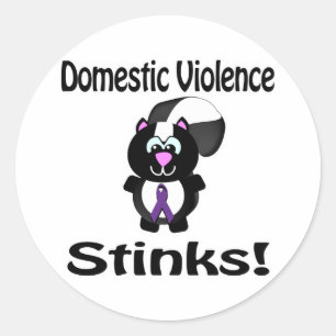 Domestic Violence Stinks Skunk Awareness Design Classic Round Sticker