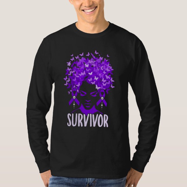 Domestic Violence Women purple butterflies Survivo T-Shirt (Front)