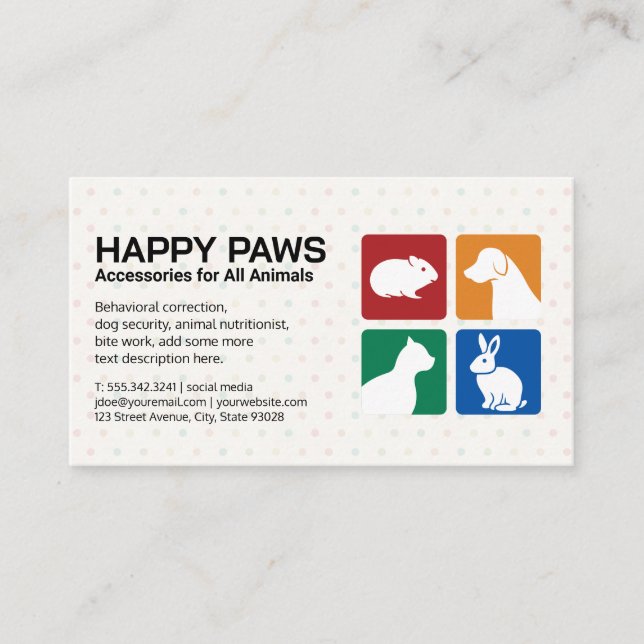 Domesticated Pets | Animal Shop Business Card (Front)