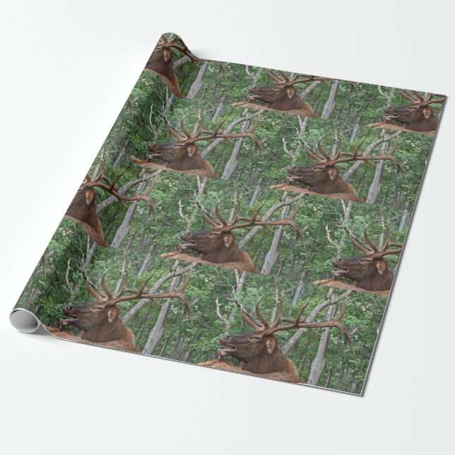 Dominant Bull Elk Wrapping Paper (Unrolled)