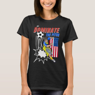 Dominate The Pitch Soccer Player Action Usa Flag D T-Shirt