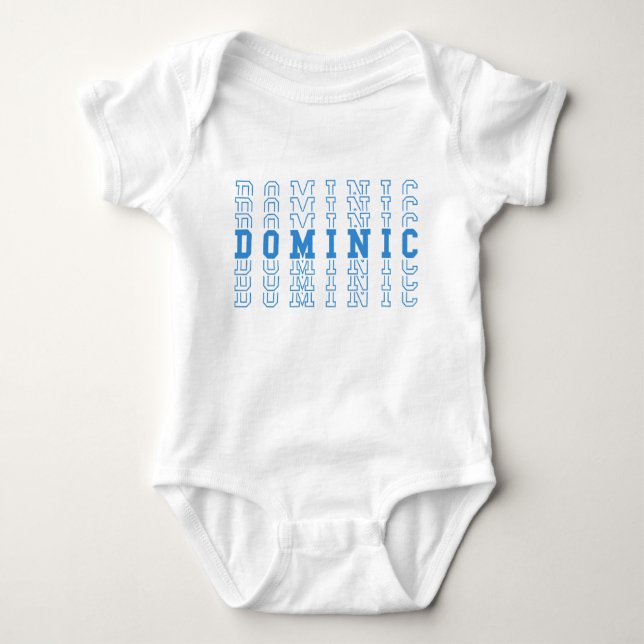 Dominic Blue Personalised Repeat Name Baby Bodysuit (Front)