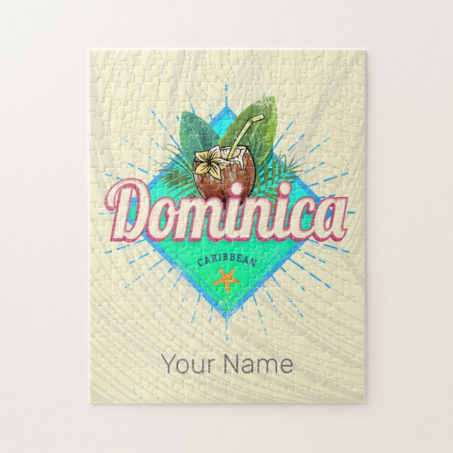 Dominica Caribbean Retro Vacation Vintage Island Jigsaw Puzzle (Vertical)