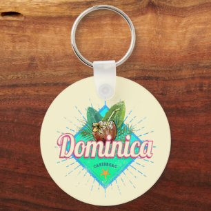 Dominica Caribbean Retro Vacation Vintage Island Key Ring