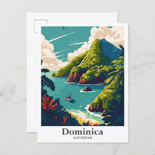 Dominica Caribbean Vintage Travel Illustration Postcard