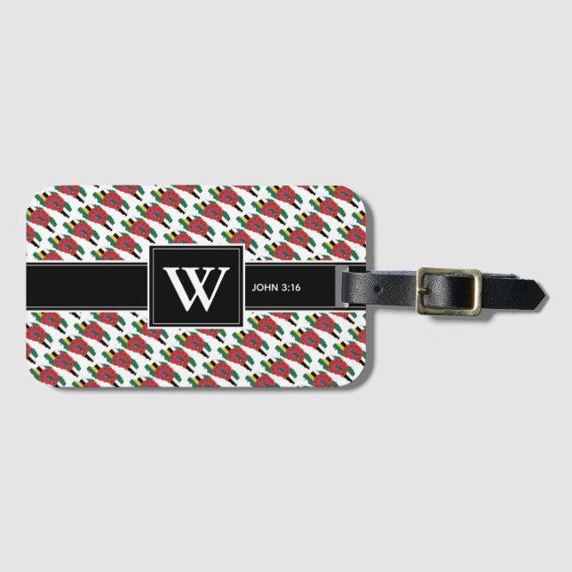 DOMINICA Christian Monogram Luggage Tag (Front Horizontal)