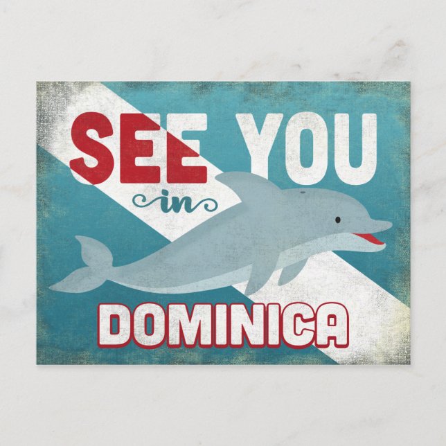 Dominica Dolphin - Retro Vintage Travel Postcard (Front)