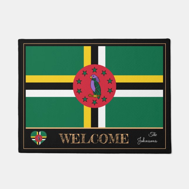 Dominica & Dominica Flag house mats/sports Welcome Doormat (Front)