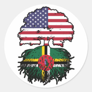 Dominica Dominican American USA Tree Roots Flag Classic Round Sticker