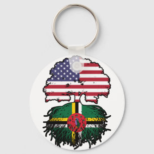 Dominica Dominican American USA Tree Roots Flag Key Ring
