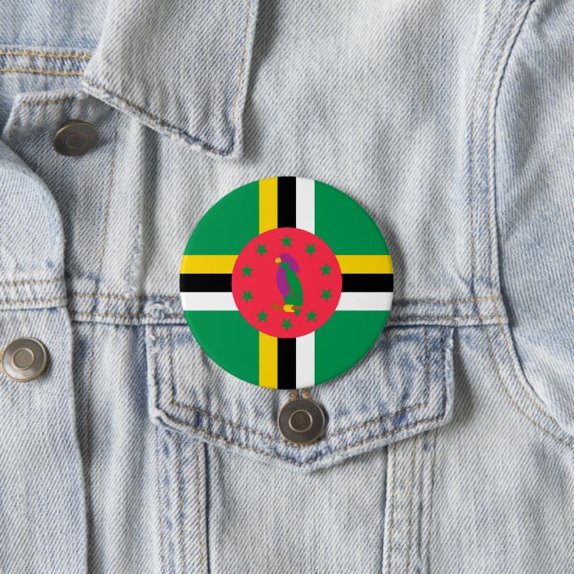 Dominica flag 7.5 cm round badge (In Situ)
