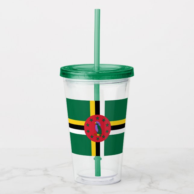 Dominica flag acrylic tumbler (Front)