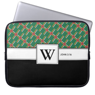 DOMINICA FLAG Christian Scripture Laptop Monogram Laptop Sleeve