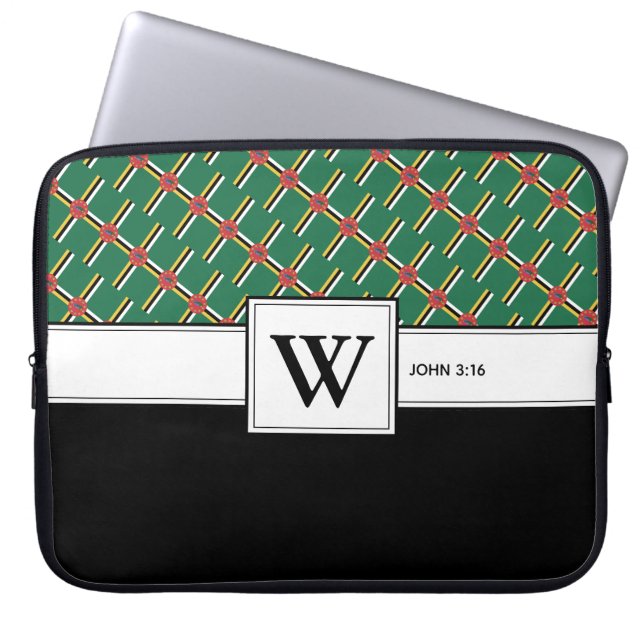 DOMINICA FLAG Christian Scripture Laptop Monogram Sleeve (Front)