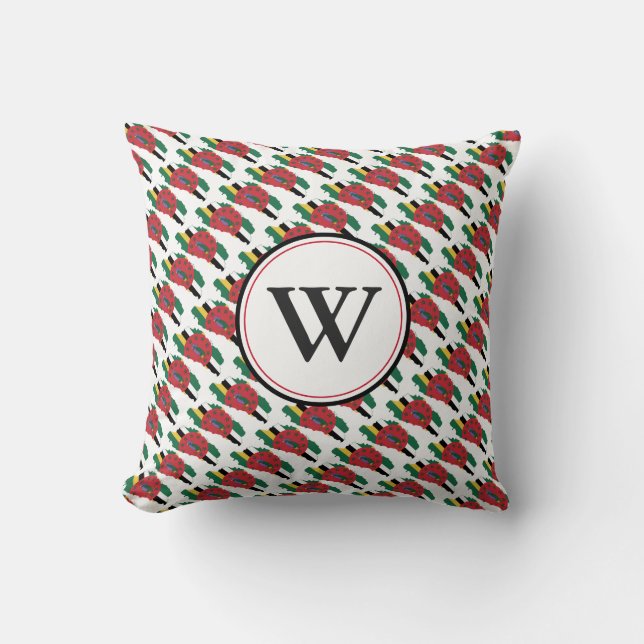 DOMINICA Flag Custom Monogram Cushion (Front)