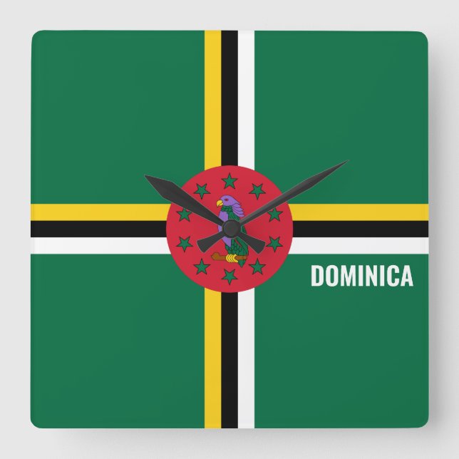 Dominica Flag Dazzling Patriotic Square Wall Clock (Front)
