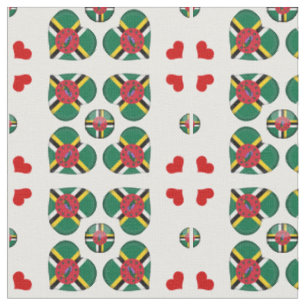 Dominica Flag & Dominica Heart fashion Fabric