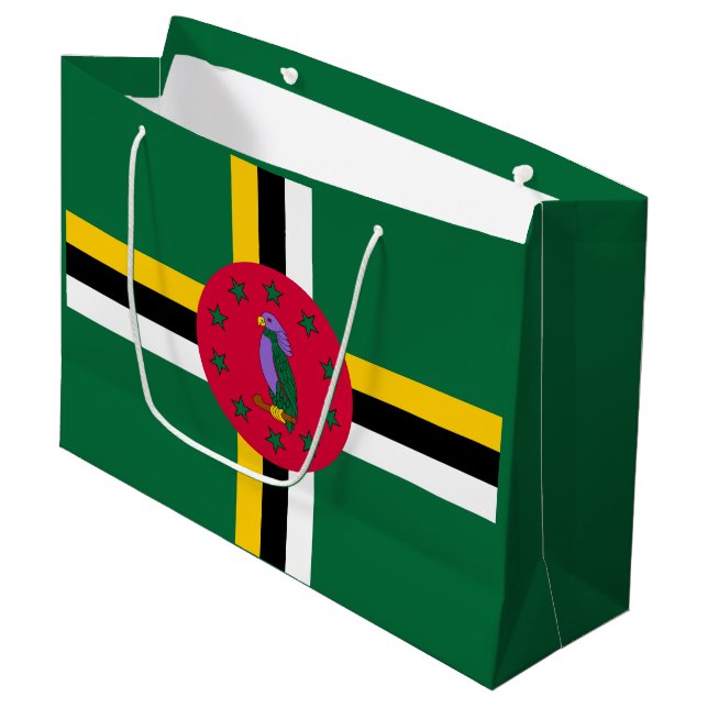 Dominica Flag Large Gift Bag (Front Angled)