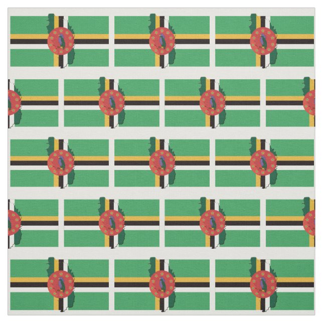 DOMINICA Flag Map Outline Fabric (Swatch)