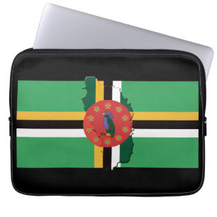 DOMINICA Flag Map Patriotic BLACK Laptop Sleeve
