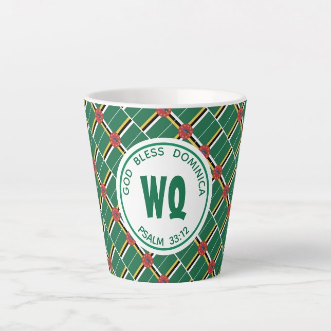DOMINICA FLAG Patriotic Customisable Dominican Latte Mug (Front)
