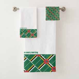 DOMINICA FLAG Personalised Scripture WHITE Bath Towel Set