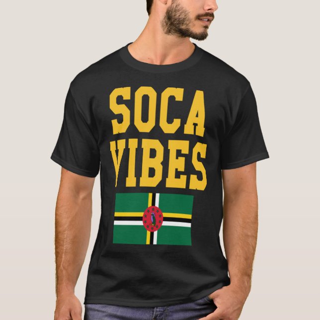 Dominica Flag Soca Vibes jouvert party Caribbean c T-Shirt (Front)