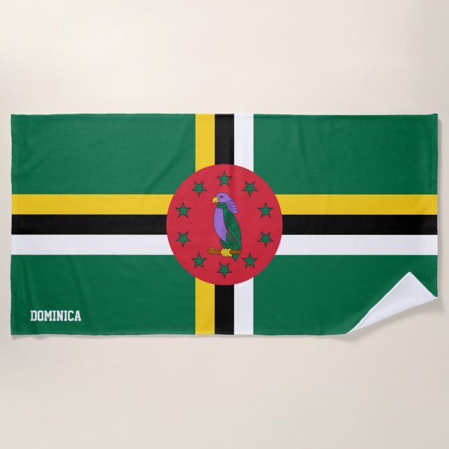 Dominica Flag Splendid Patriotic Beach Towel (Front)