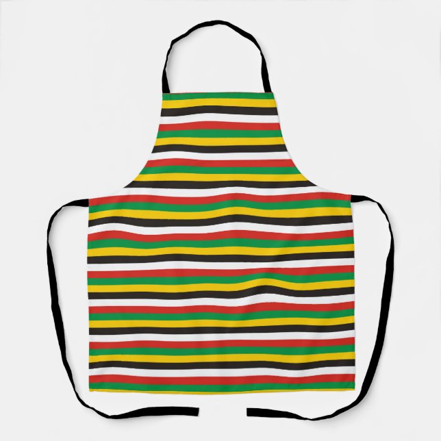 Dominica guyana flag stripes country line pattern  apron (Front)