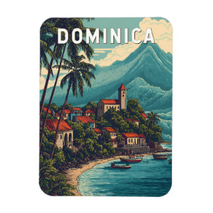 Dominica Illustration Travel Art Vintage Magnet