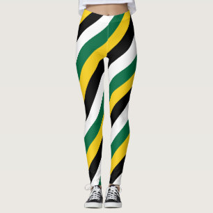 Dominica National Flag Colours Diagonal Striped Leggings
