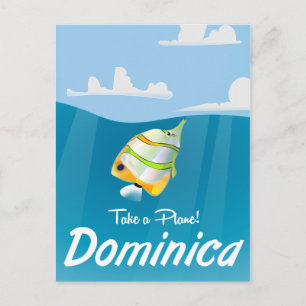 Dominica retro travel poster. postcard
