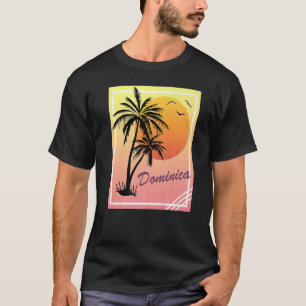 Dominica Retro Vintage Sunset   T-Shirt