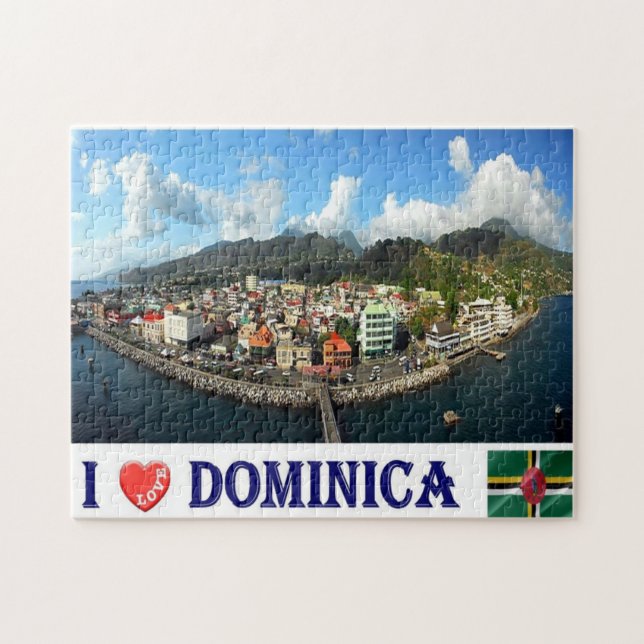 Dominica - Roseau Wide - I Love - Jigsaw Puzzle (Horizontal)