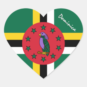 Dominica Sticker, Heart, Patriotic Dominica Flag Heart Sticker