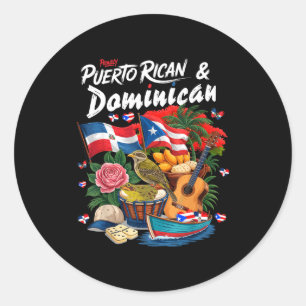 Dominican & puerto rican flag outfit idea for classic round sticker