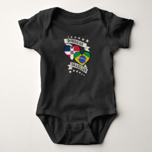 Dominican Brazilian Heart Flags Dominican Republic Baby Bodysuit