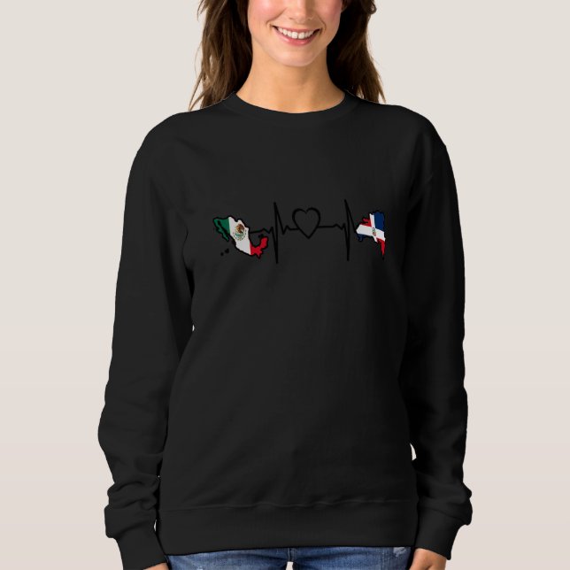 Dominican Mexican Heartbeat Mexico Flag Mixed Heri Sweatshirt (Front)