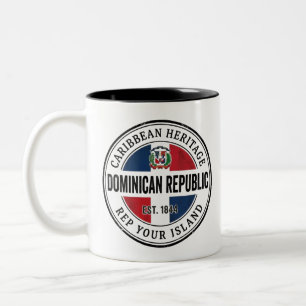 Dominican Passport Stamp Caribbean Heritage Two-Tone Coffee Mug