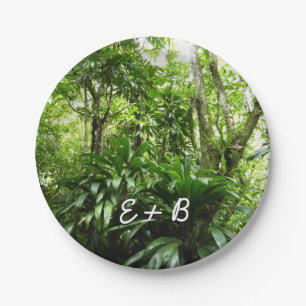 Dominican Rain Forest I Tropical Green Nature Paper Plate