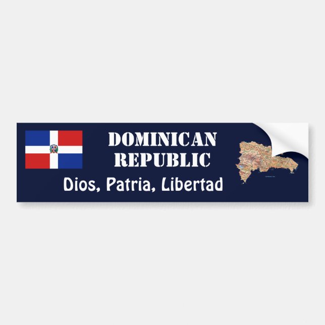 Dominican Rep. Flag + Map Bumper Sticker (Front)