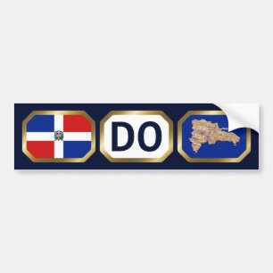 Dominican Rep. Flag Map Code Bumber Sticker
